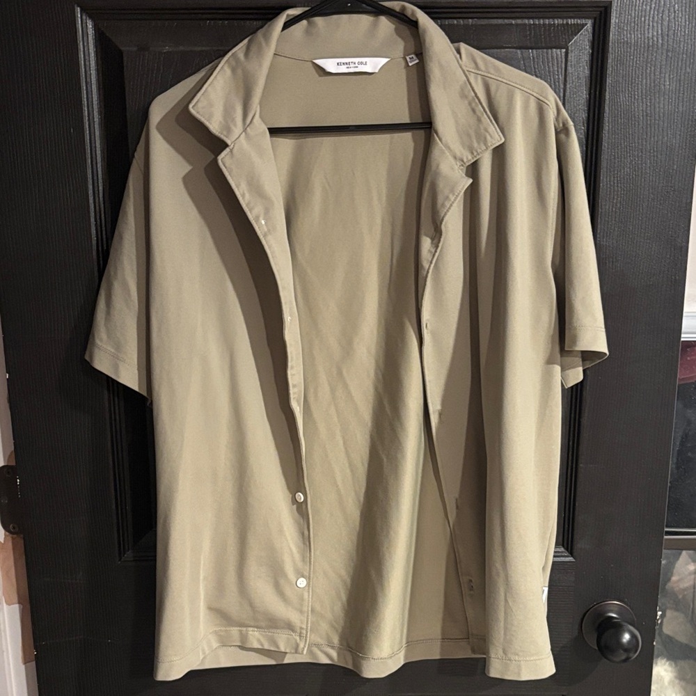 Kenneth Cole Short Sleeve Open Polo Shirt - Tan